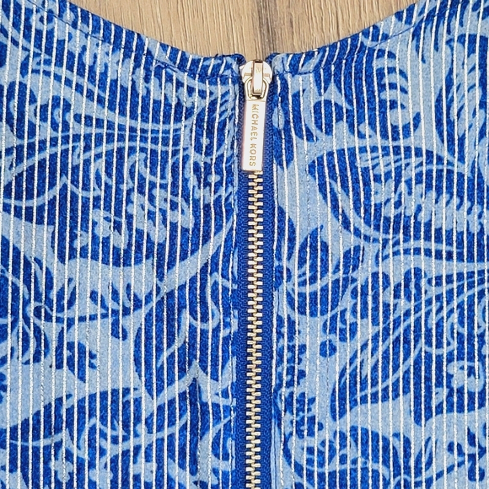 Michael Kors Metallic/Blue Sleeveless Top Size XS - Picture 4 of 7